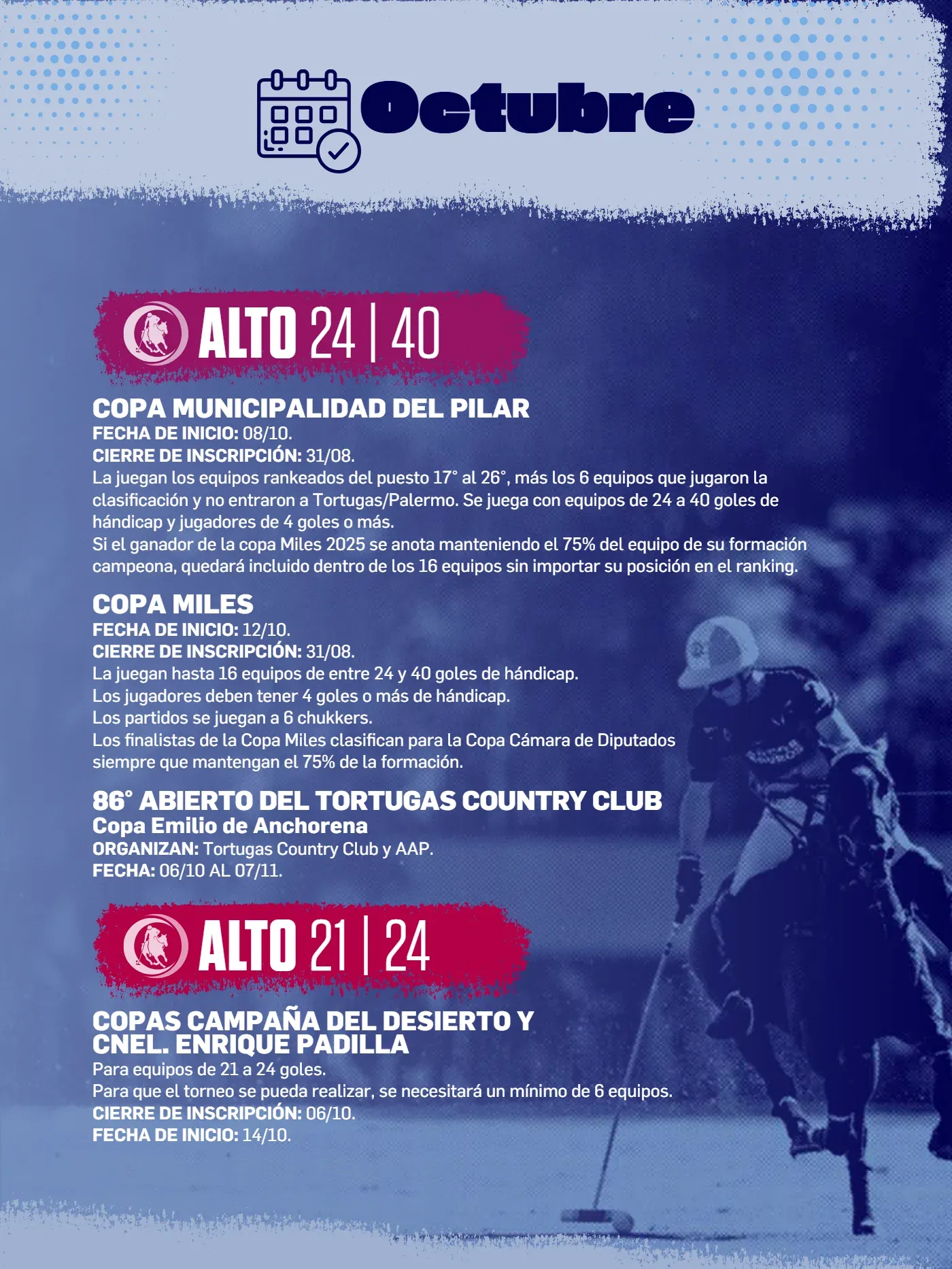 Calendario AAP Primavera 2026, página 5 de 12: Octubre, categorías Alto 24|40 y Alto 21|24